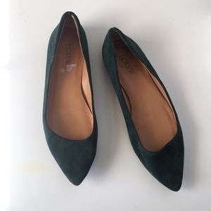 J. Crew Forest Green Suede Flats